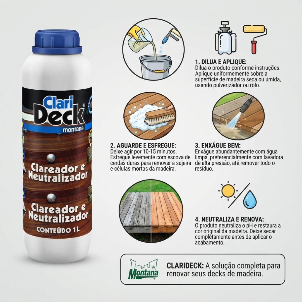 Clarideck Neutralizador e Clareador 1 Litro Montana