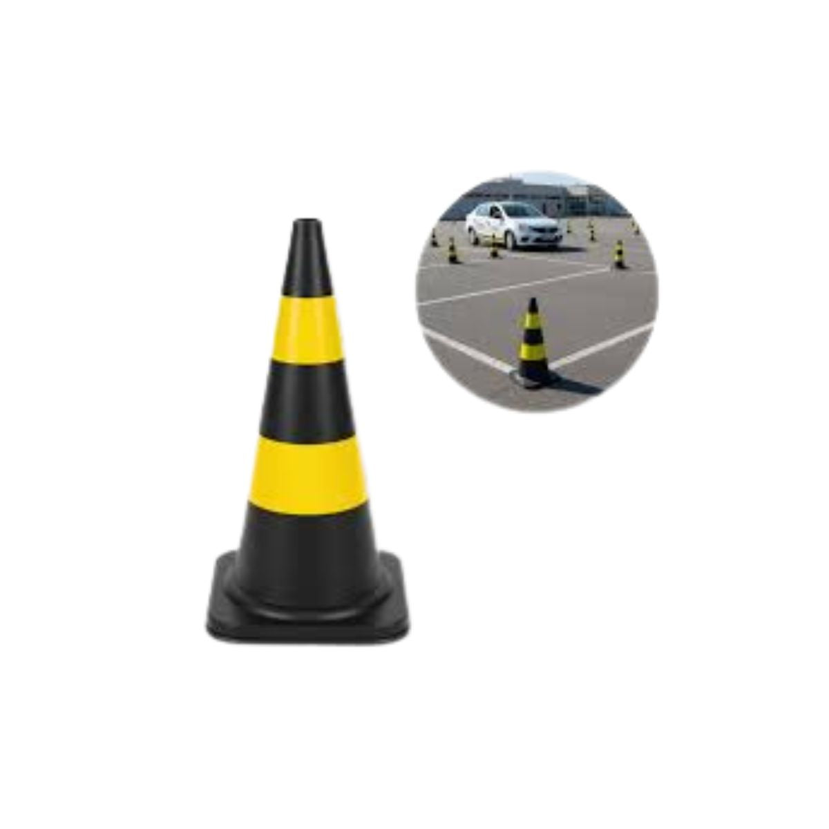 Cone de Sinalização PVC Amarelo e Preto 50 cm Worker