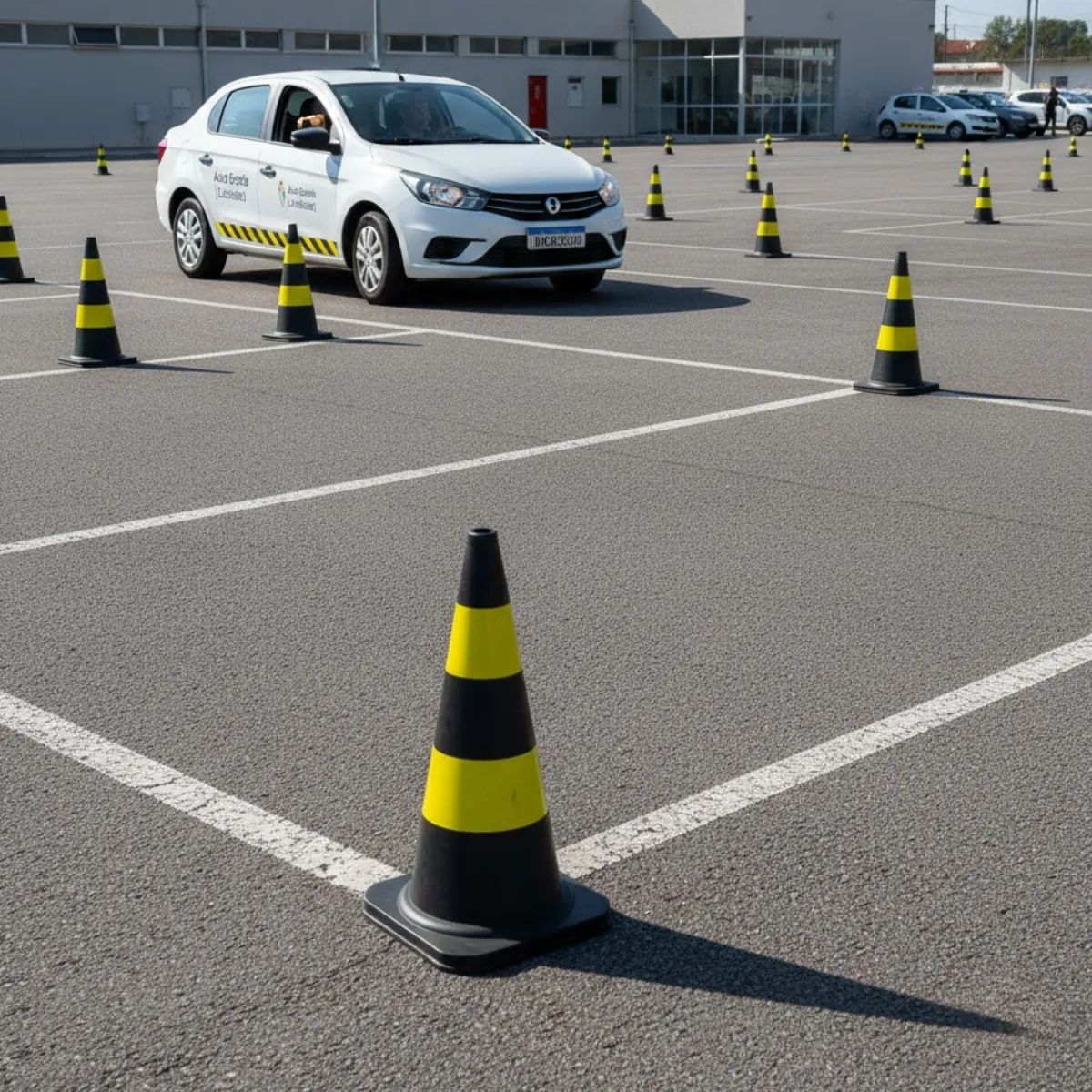 Cone de Sinalização PVC Amarelo e Preto 50 cm Worker