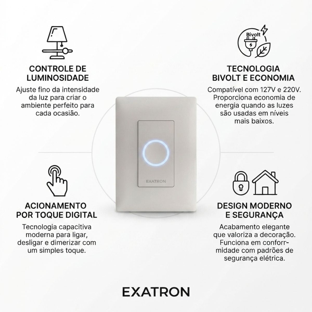 Dimmer Toque Digital Bivolt Branco Exatron