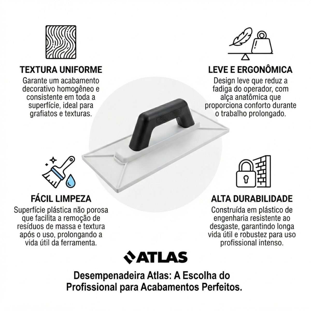 Desempenadeira para Textura Plástica 30 x 17 cm Atlas