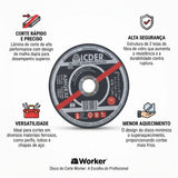 Disco de Corte para Ferro 7" com 2 Telas Worker
