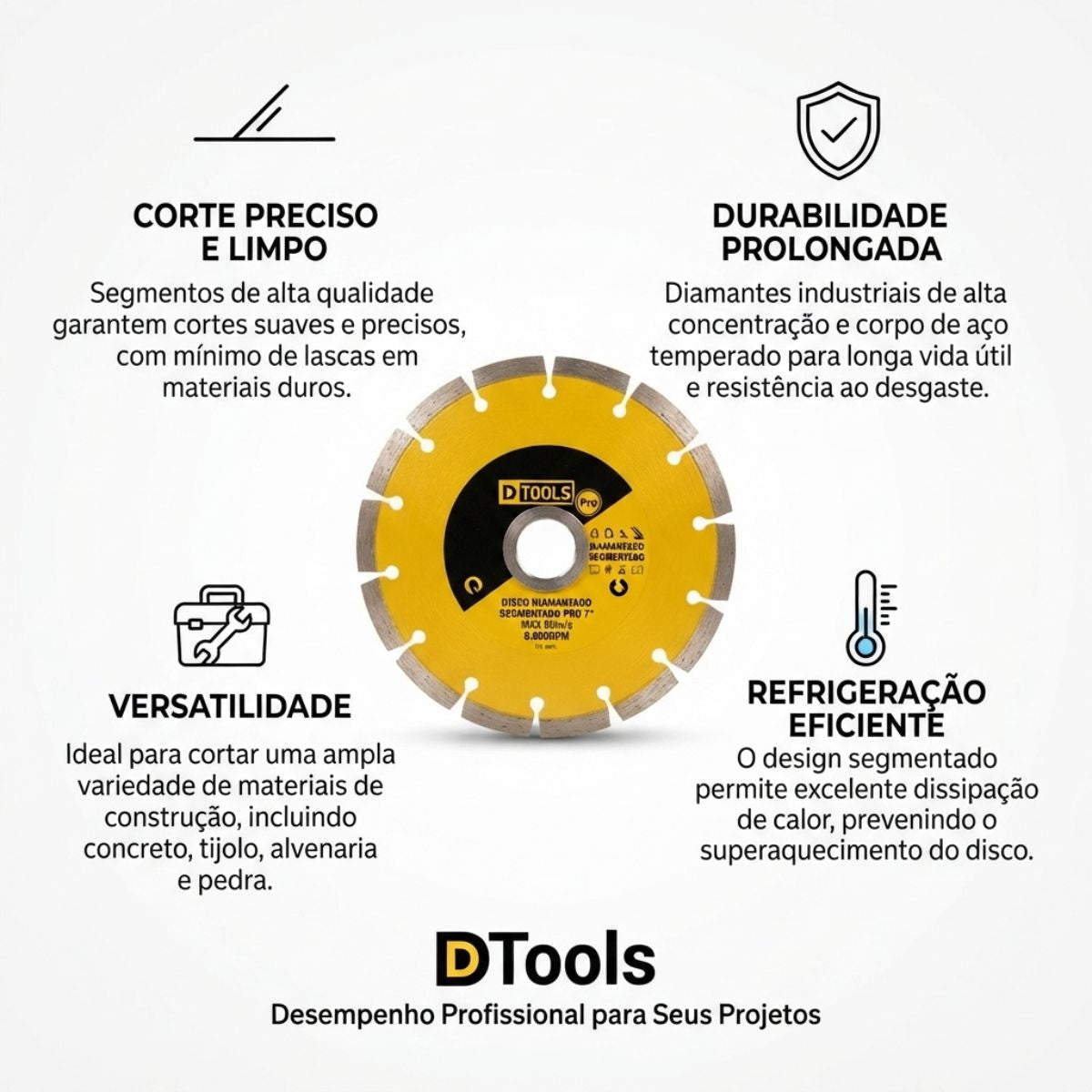 Disco de Corte Diamantado Segmentado Pro 7" DTools