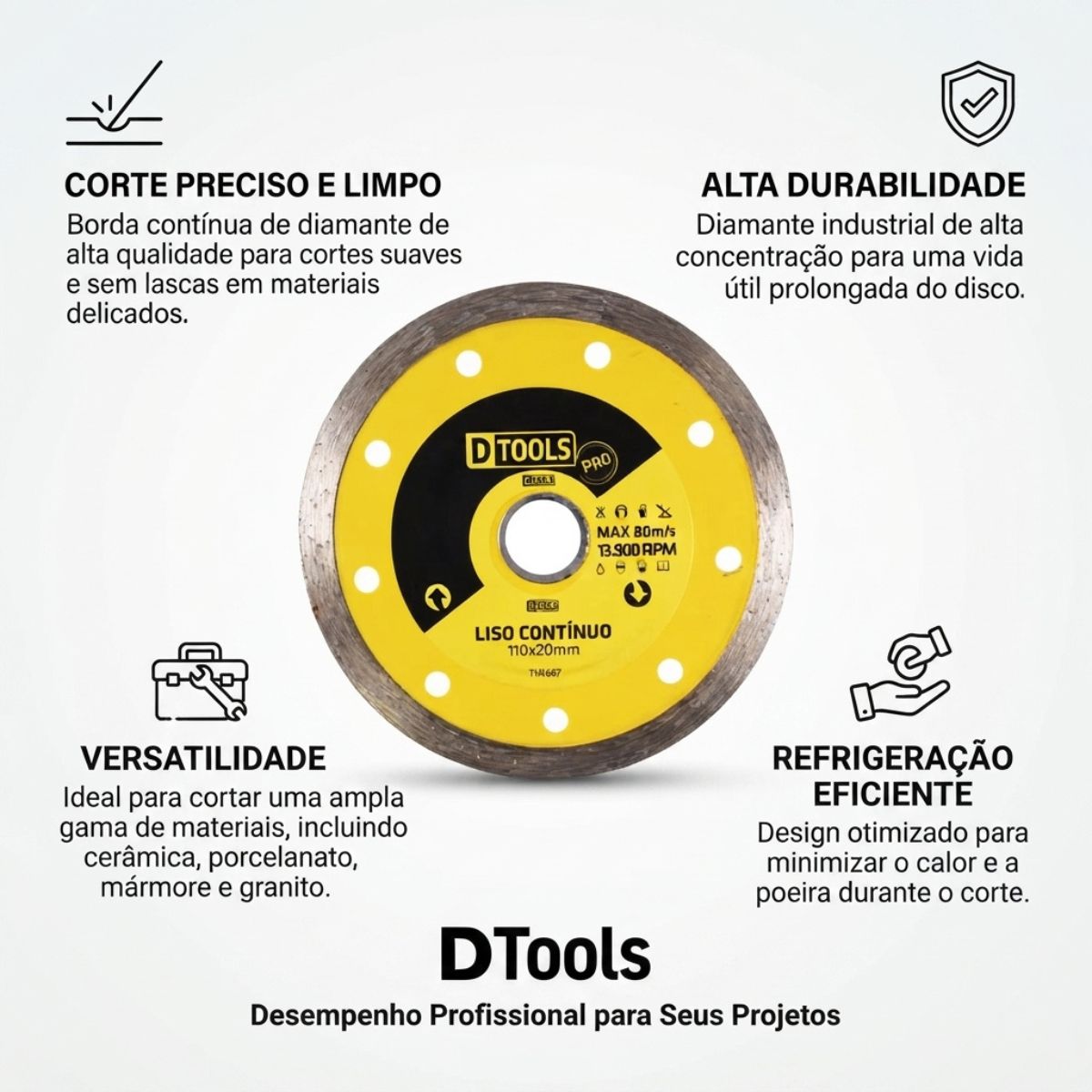 Disco de Corte Diamantado Liso Pro 4.3/8" DTools