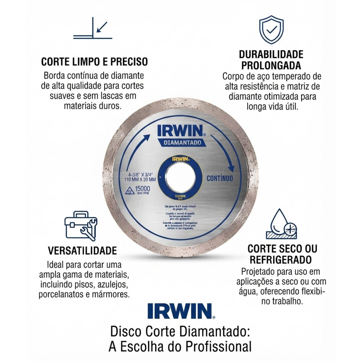 Disco Corte Diamantado Continuo 110mm X 20mm Irwin
