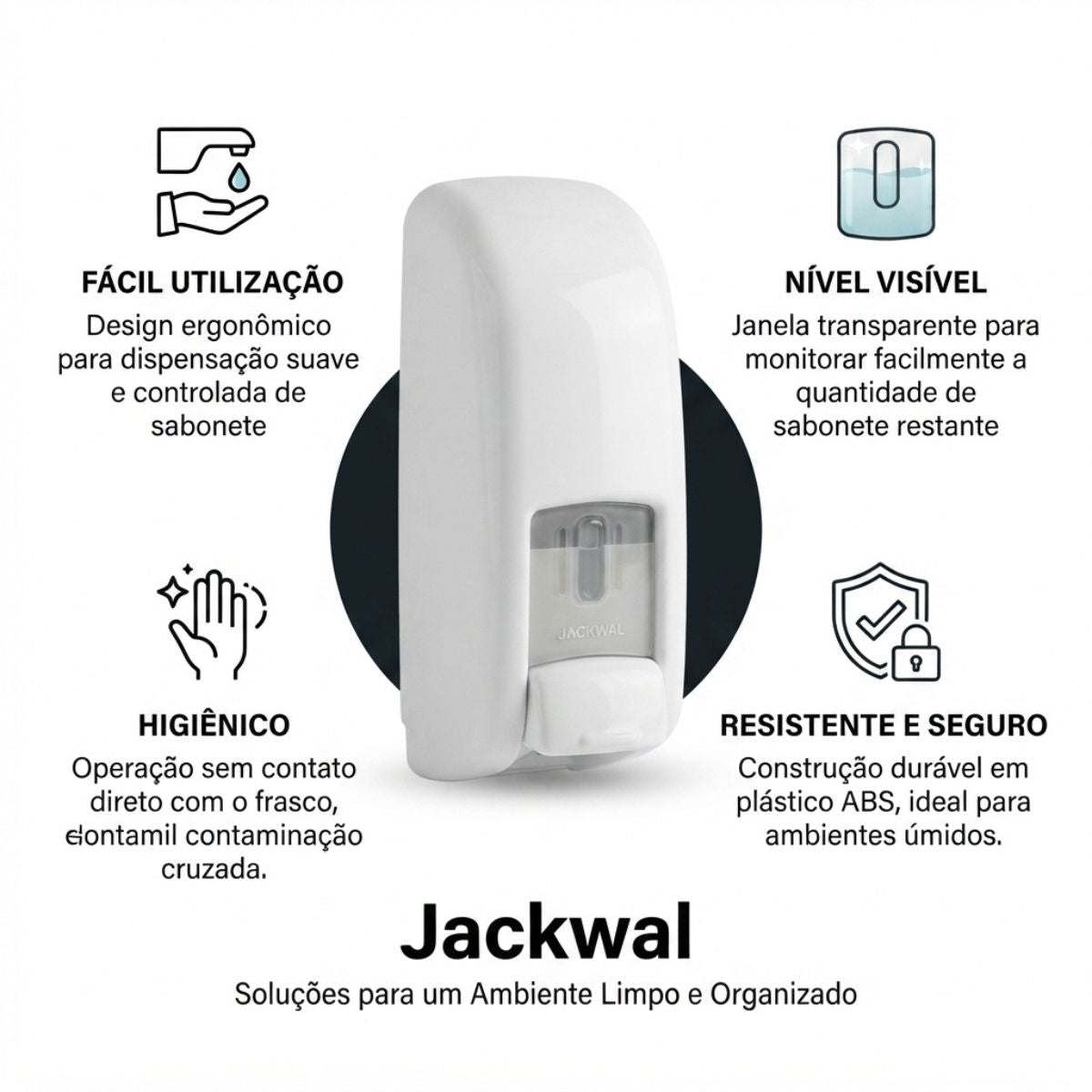 Dispensador Branco para Sabonete Líquido 480 ml Jackwal