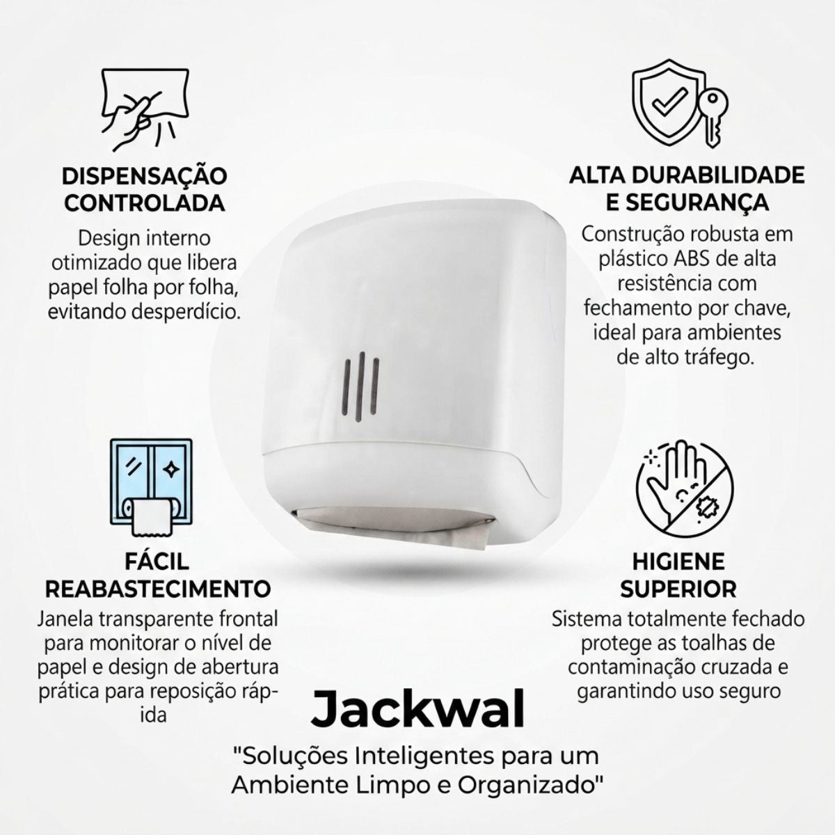 Dispensador Branco para Papel Higiênico Jackwal
