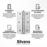 Dobradiça 850 Pino Solto 2.1/2" Cromada Silvana