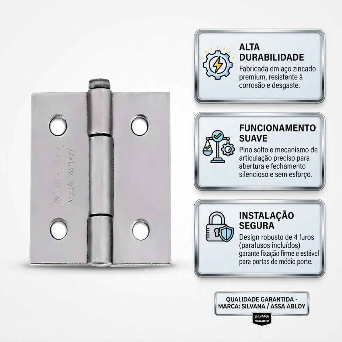 Dobradiça 850 Pino Solto 1.1/2" Zincada Silvana