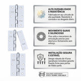Dobradiça Pino Solto 2" Cromada Silvana