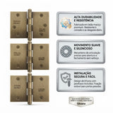 Dobradiça Pino Bola 3 x 2.1/2" Cartela com 3 Peças Loth