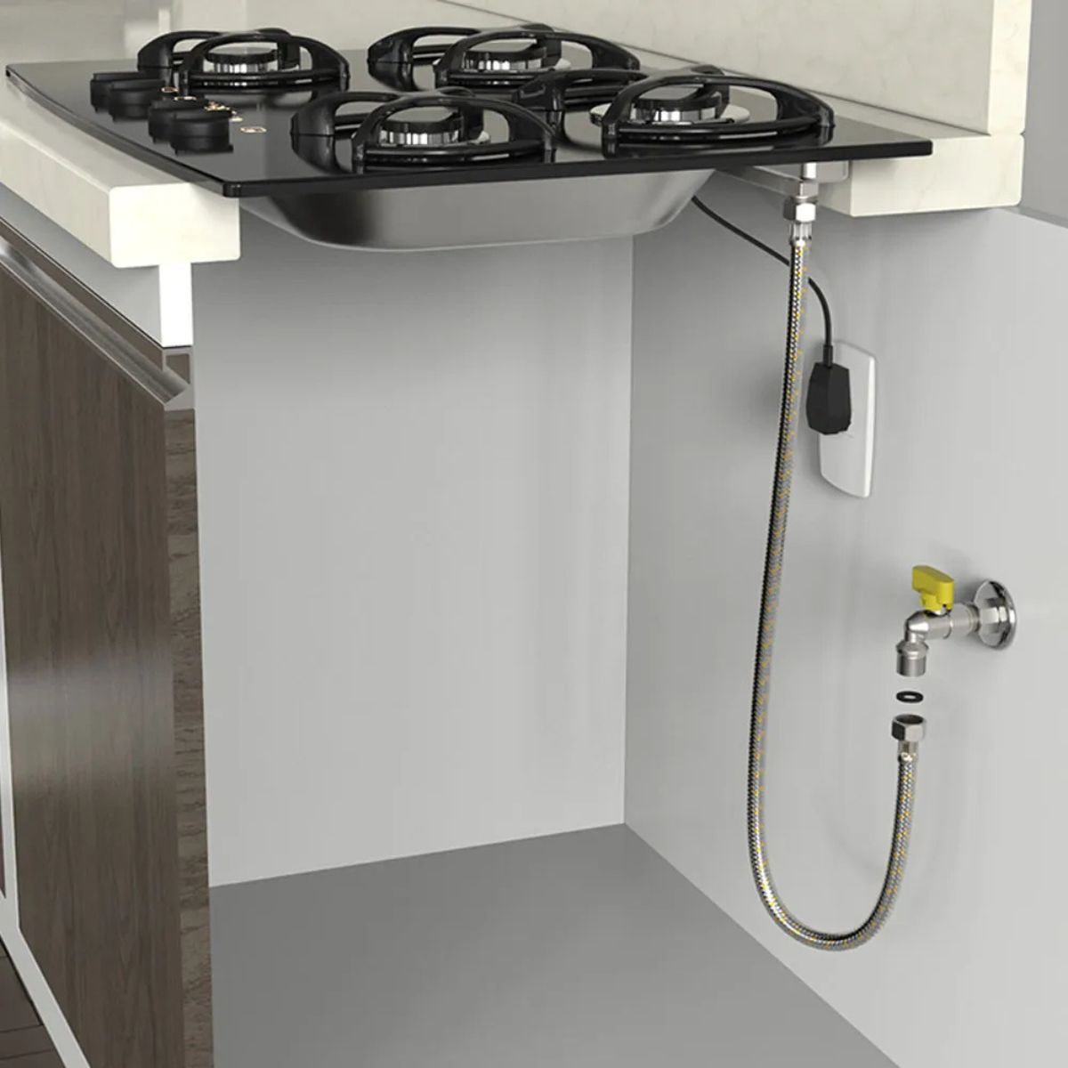 Engate Flexível Aço Inox para Gás com Abraçadeira 3/8" 80cm Blukit