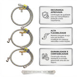 Engate Flexível Aço Inox para Gás M x F 1/2" 200cm Blukit