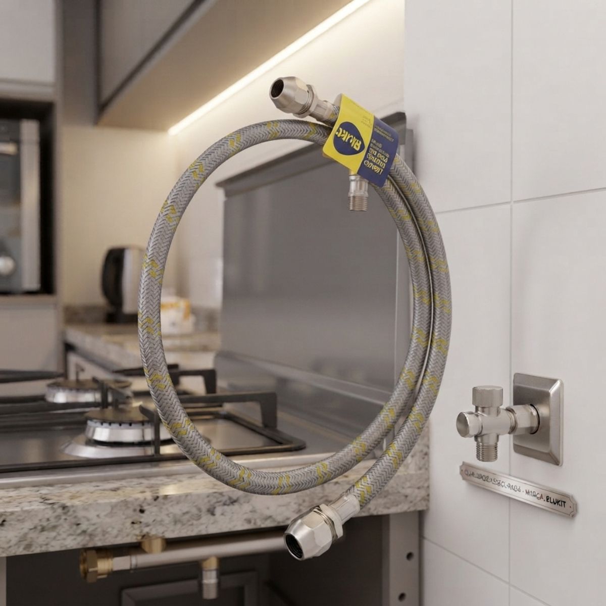 Engate Flexível Aço Inox para Gás com Abraçadeira 3/8" 150cm Blukit
