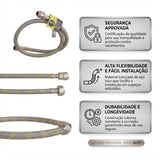 Engate Flexível Aço Inox para Gás com Abraçadeira 3/8" 150cm Blukit