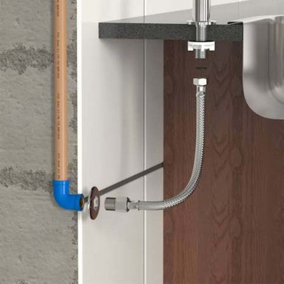 Engate Flexível Inox Maior Vazão M x F 1/2" 50cm Blukit