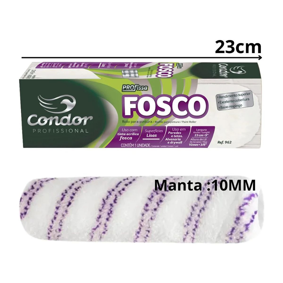 Rolo de Lã Profissa Fosco 23cm 962 Condor