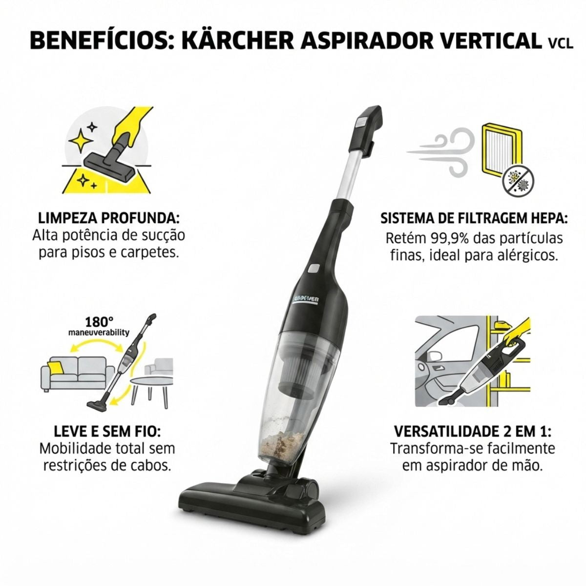 Aspirador de Pó Vertical VCL 1 Stick 110V Kärcher