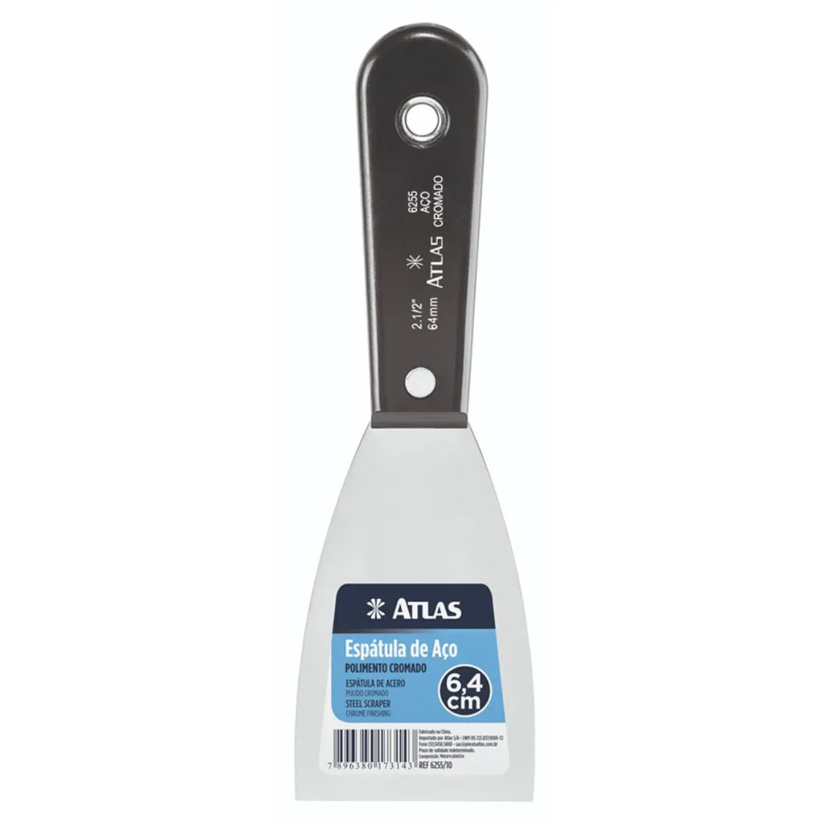 Espátula de Aço Polido 6,4 cm com Cabo Plástico Atlas