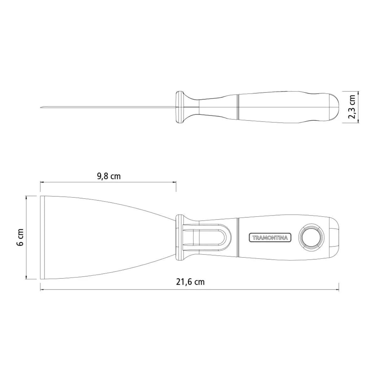 Espátula de Aço Polido 6,4 cm com Cabo Plástico Atlas