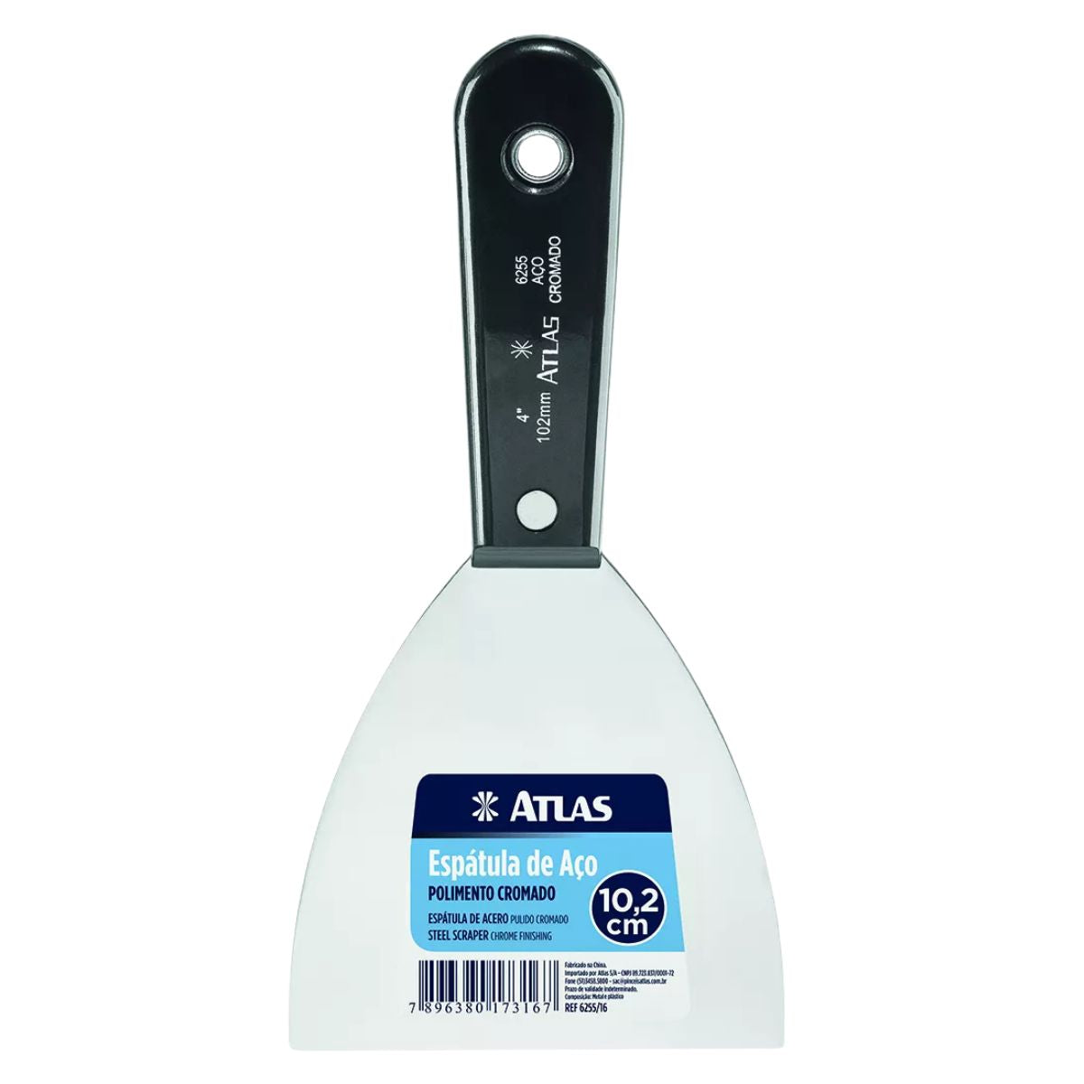 Espátula de Aço Polido 10,2 cm com Cabo Plástico Atlas