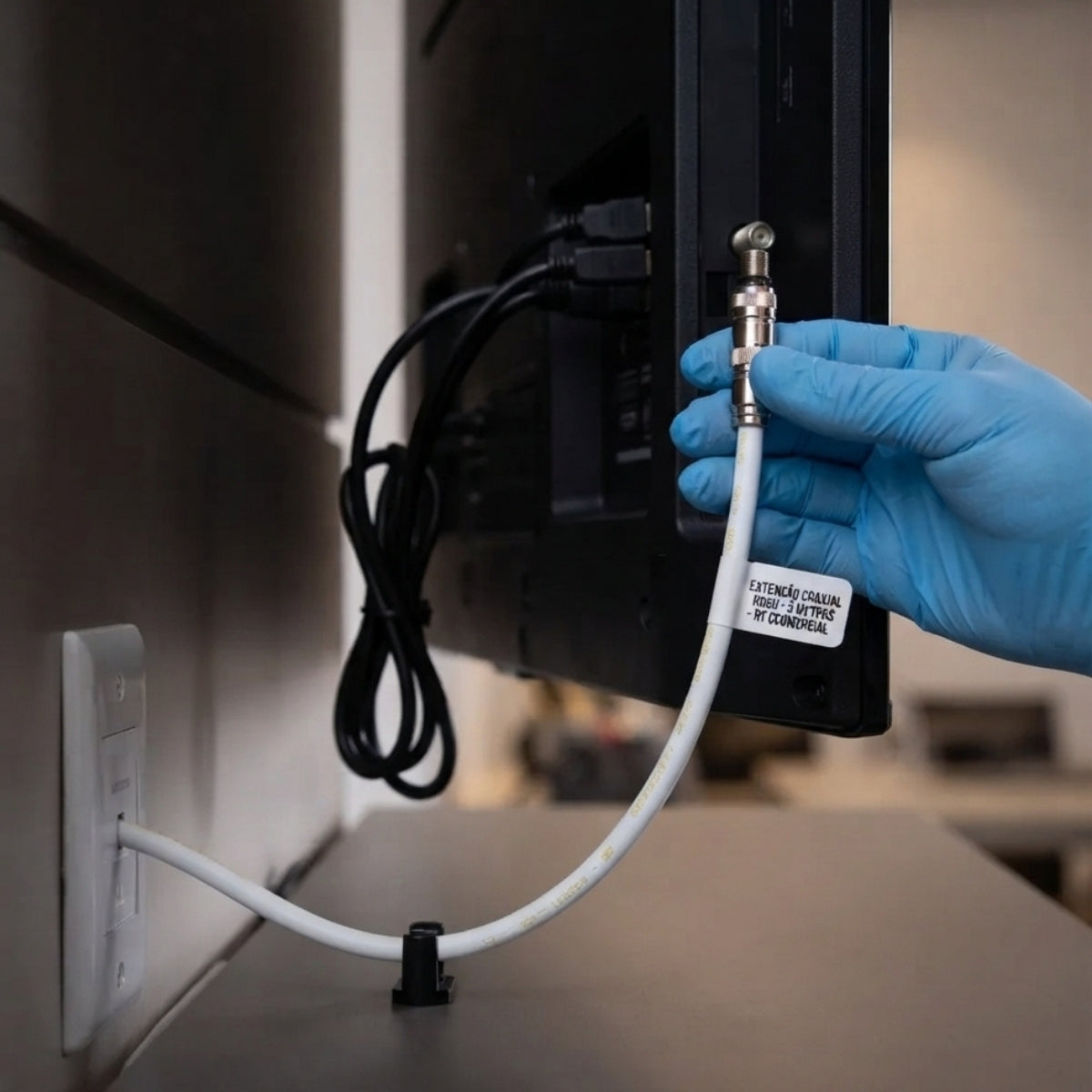 Extensão Coaxial RG6U 95 2 Conectores de Pressão 5 Metros RT Comercial