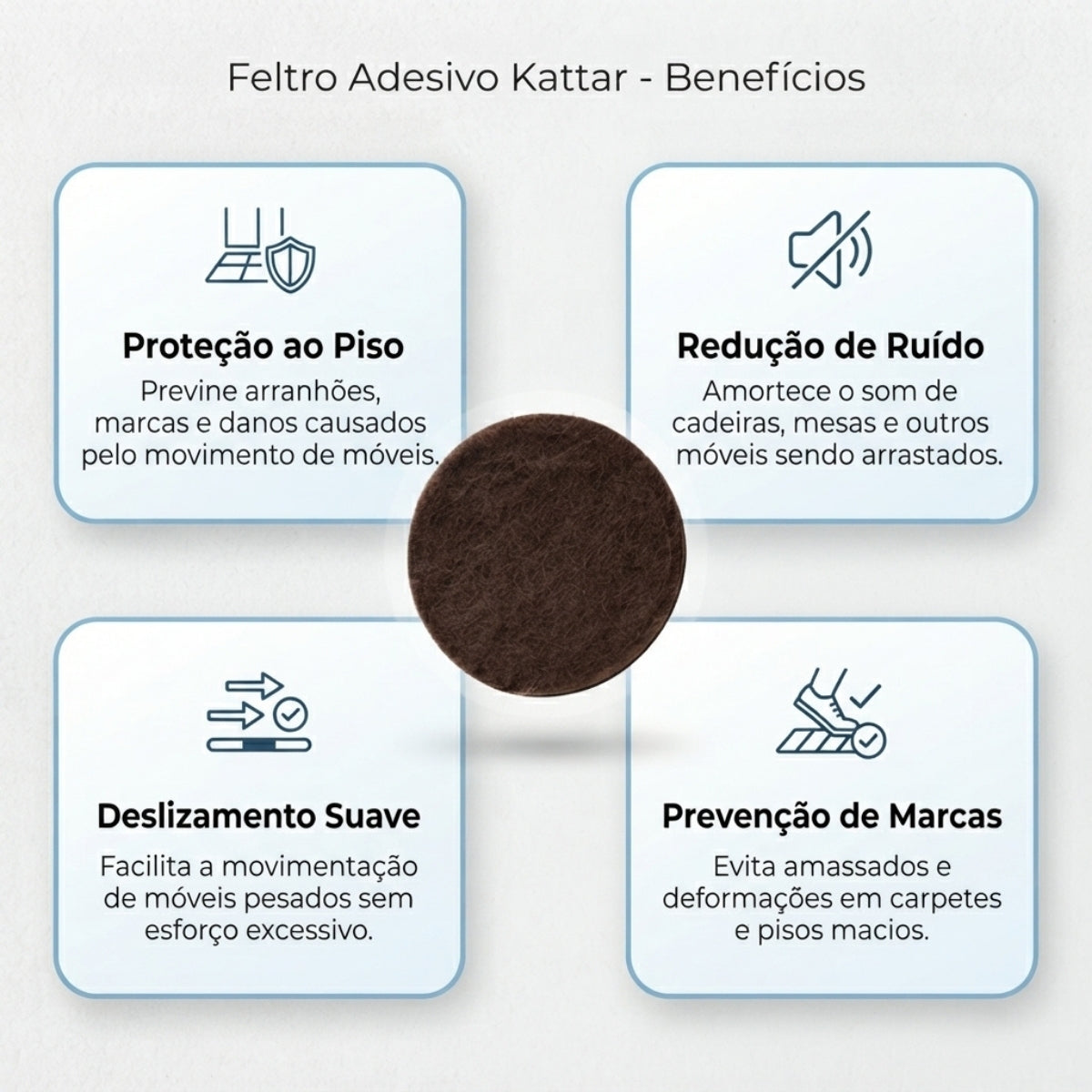 Feltro Adesivo para Móveis Redondo 40 mm Kattar
