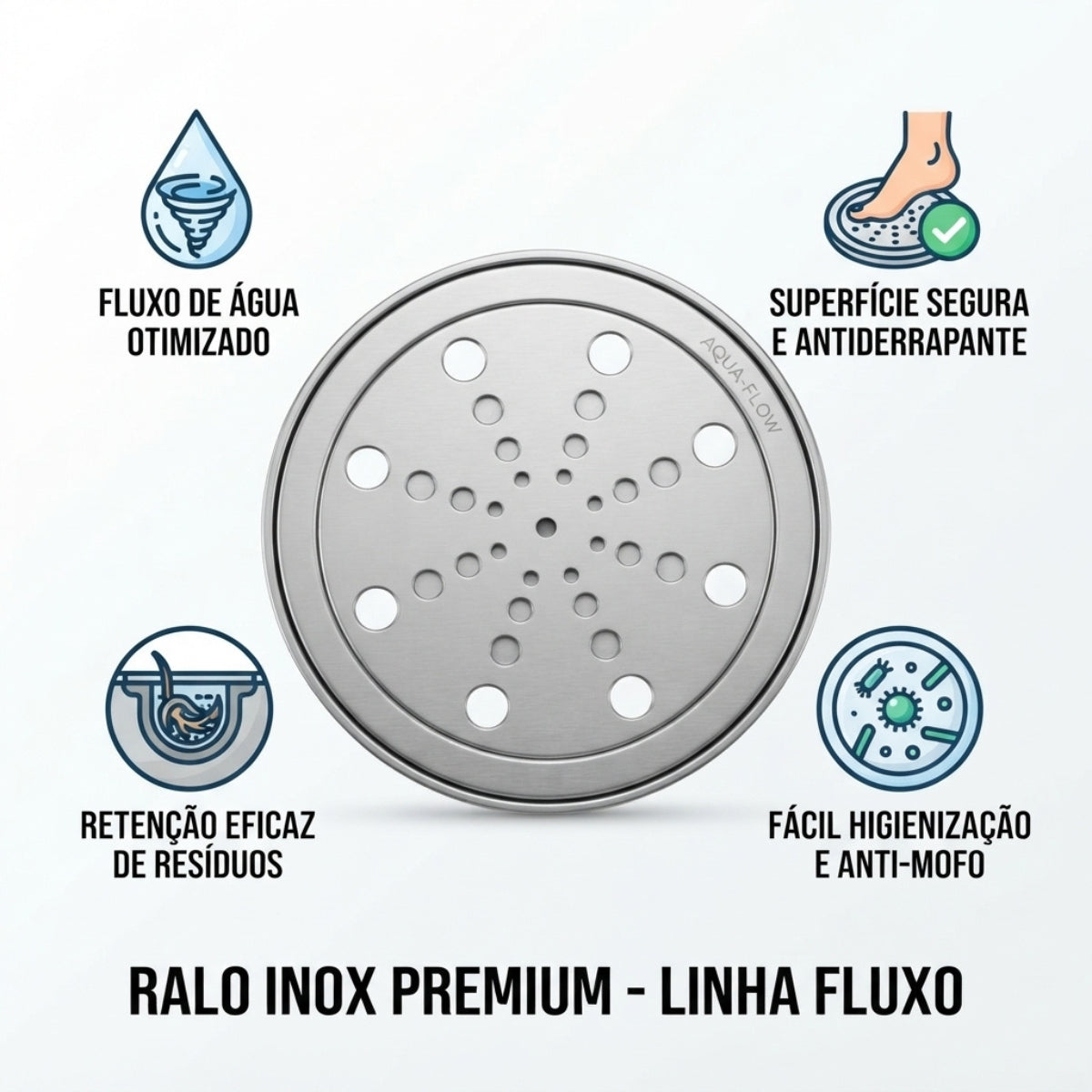 Grelha Inox Redonda 100mm Sem Fecho com Moldura 2986 Jackwal