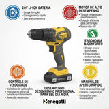 Furadeira e Parafusadeira a Bateria 60Hz com Carregador Menegotti