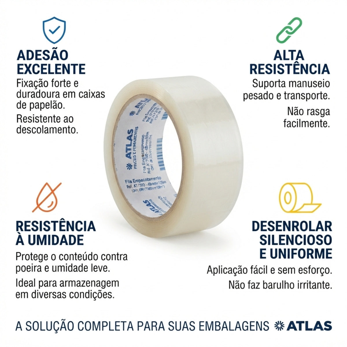 Fita Adesiva Multiuso Plástica 48mm x 10m Atlas