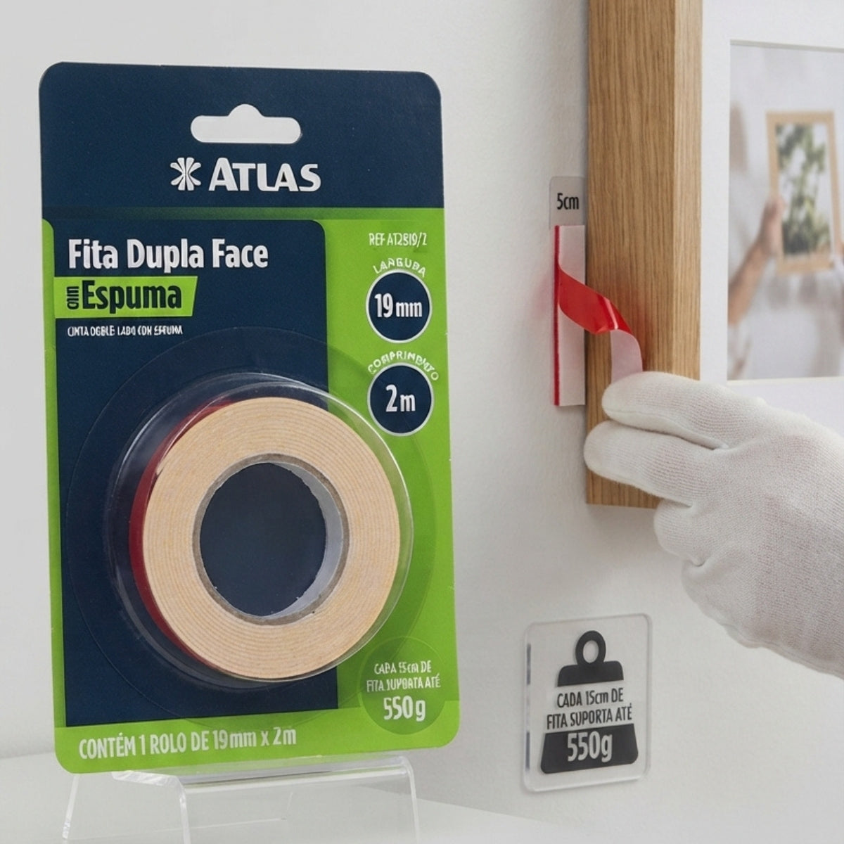 Fita Dupla Face Espuma 19mm x 2m Atlas