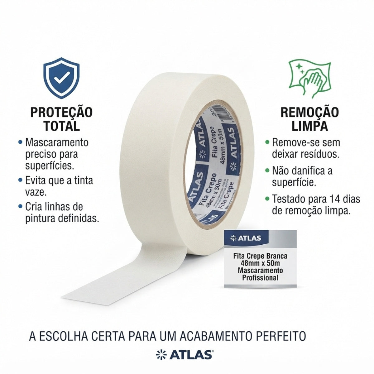 Fita Crepe Branca 48mm x 50m Atlas