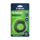 Fita Dupla Face Transparente 12mm x 2m Atlas
