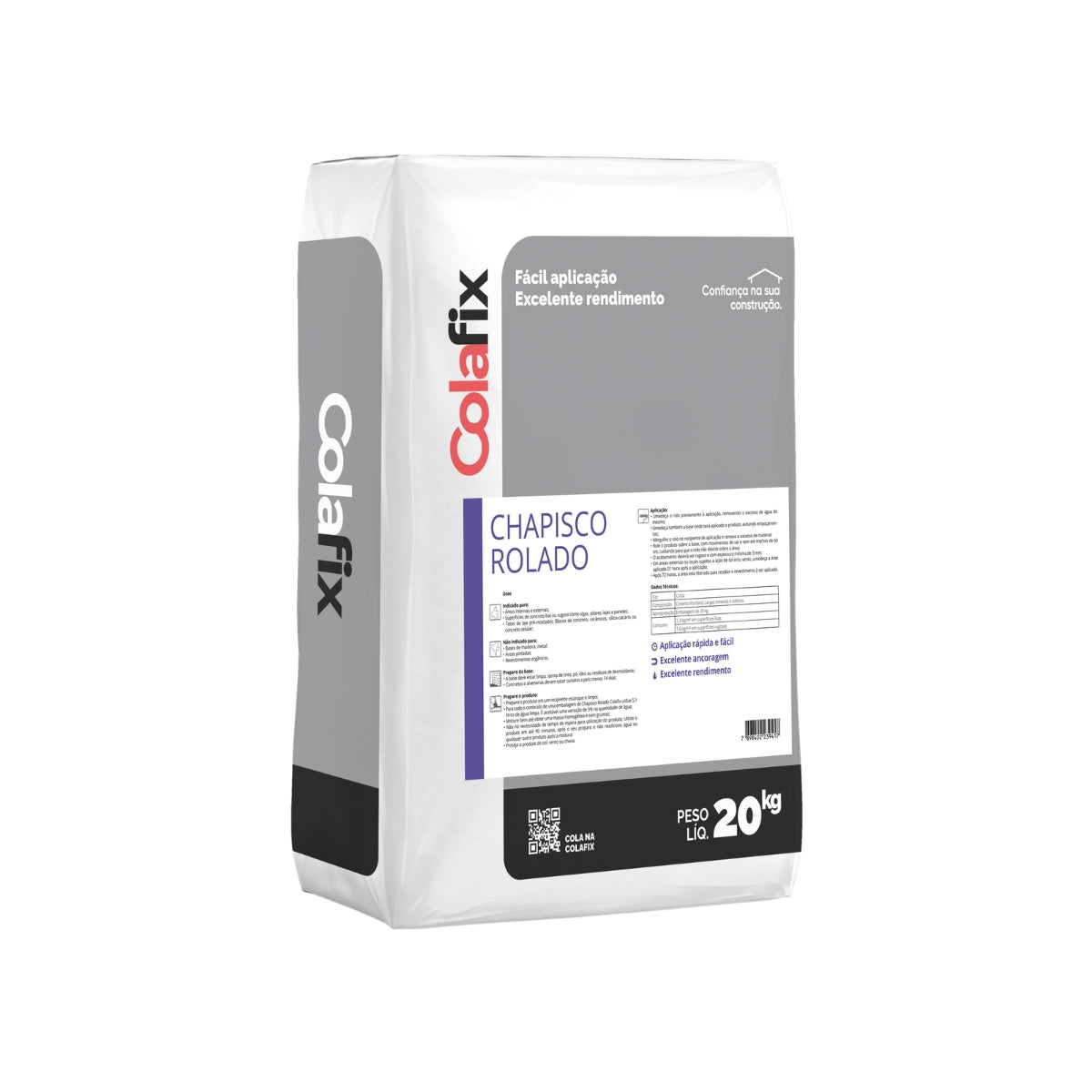 Argamassa Cinza Chapisco Rolado 20kg Colafix