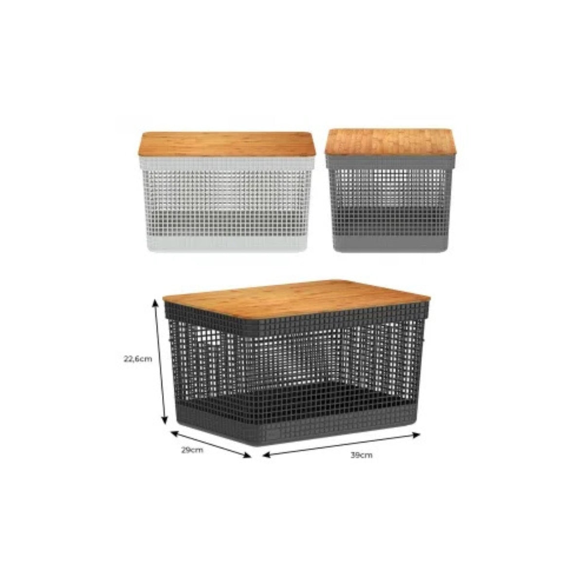 Cesto Grid C Tampa Bambu 20l Preto OU