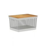 Cesto Organizador Grid 20L com Tampa de Bambu Bege OU