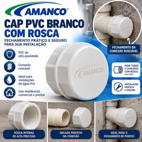 Cap Pvc Branco Com Rosca  Amanco - Thony Ferragem
