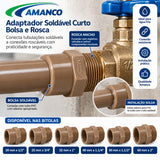 Adaptador Soldável Curto Bolsa e Rosca Amanco