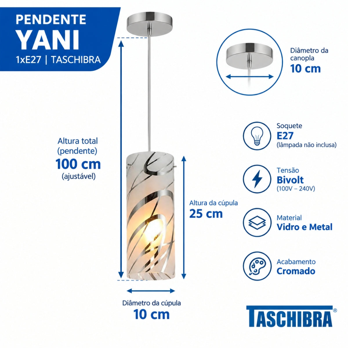 Pendente Yani 1xE27 Taschibra