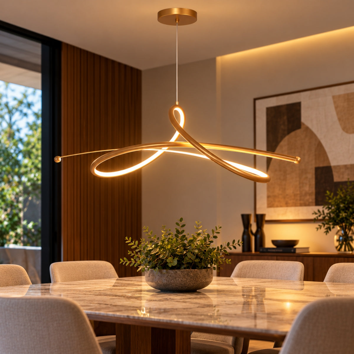 Pendente LED Trento 3000K 32W Ouro Taschibra
