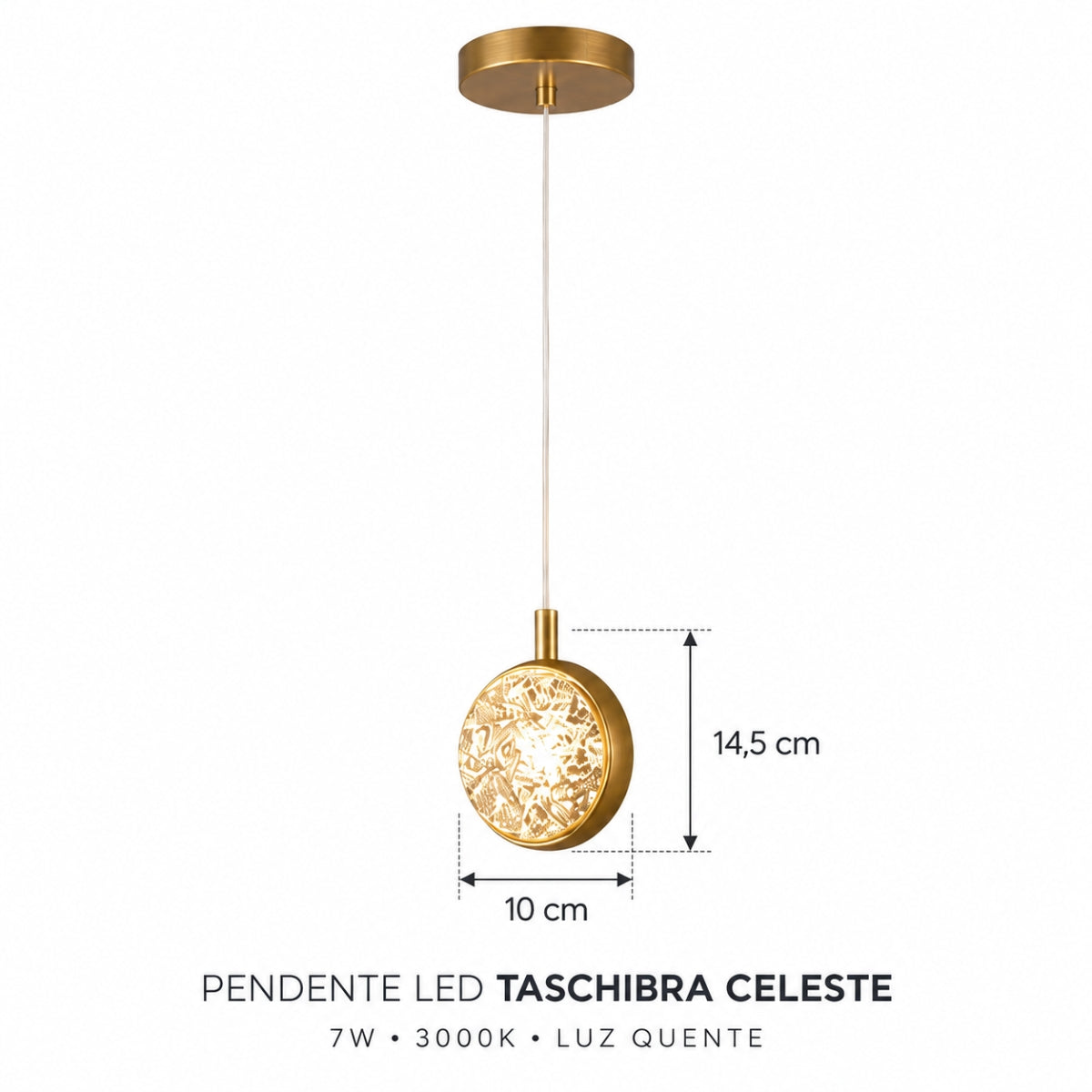 Pendente LED Celeste 3000K 7W Taschibra