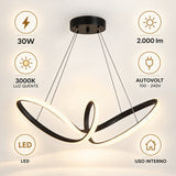 Pendente LED Almeria 3000K 30W Preto Taschibra