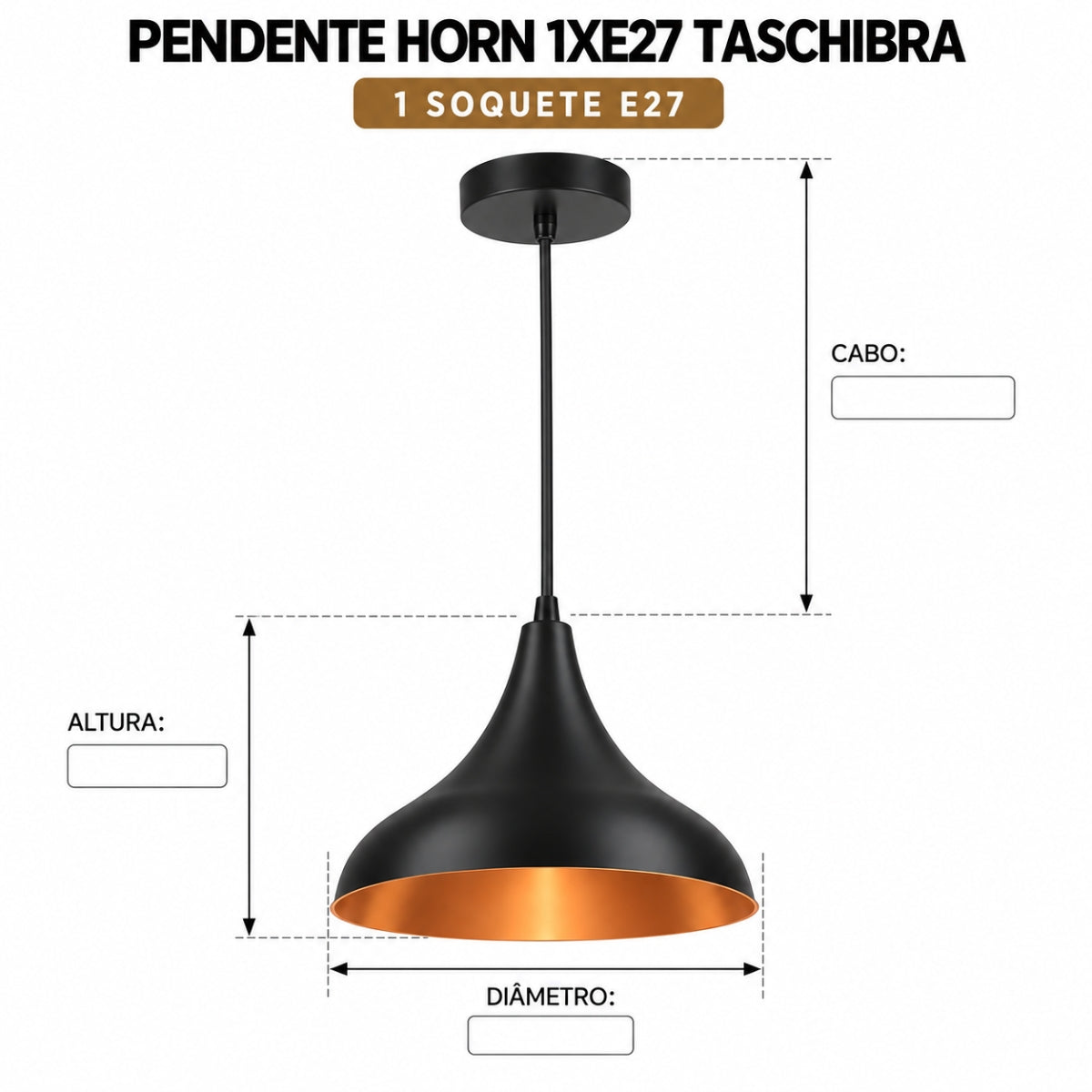 Pendente Horn 1xE27 Taschibra