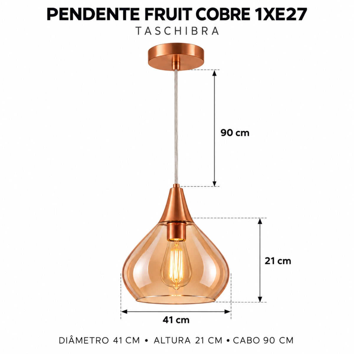 Pendente Fruit Cobre 1xE27 Taschibra