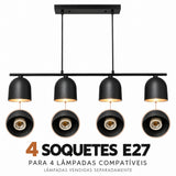 Pendente Folk 4xE27 Preto Taschibra