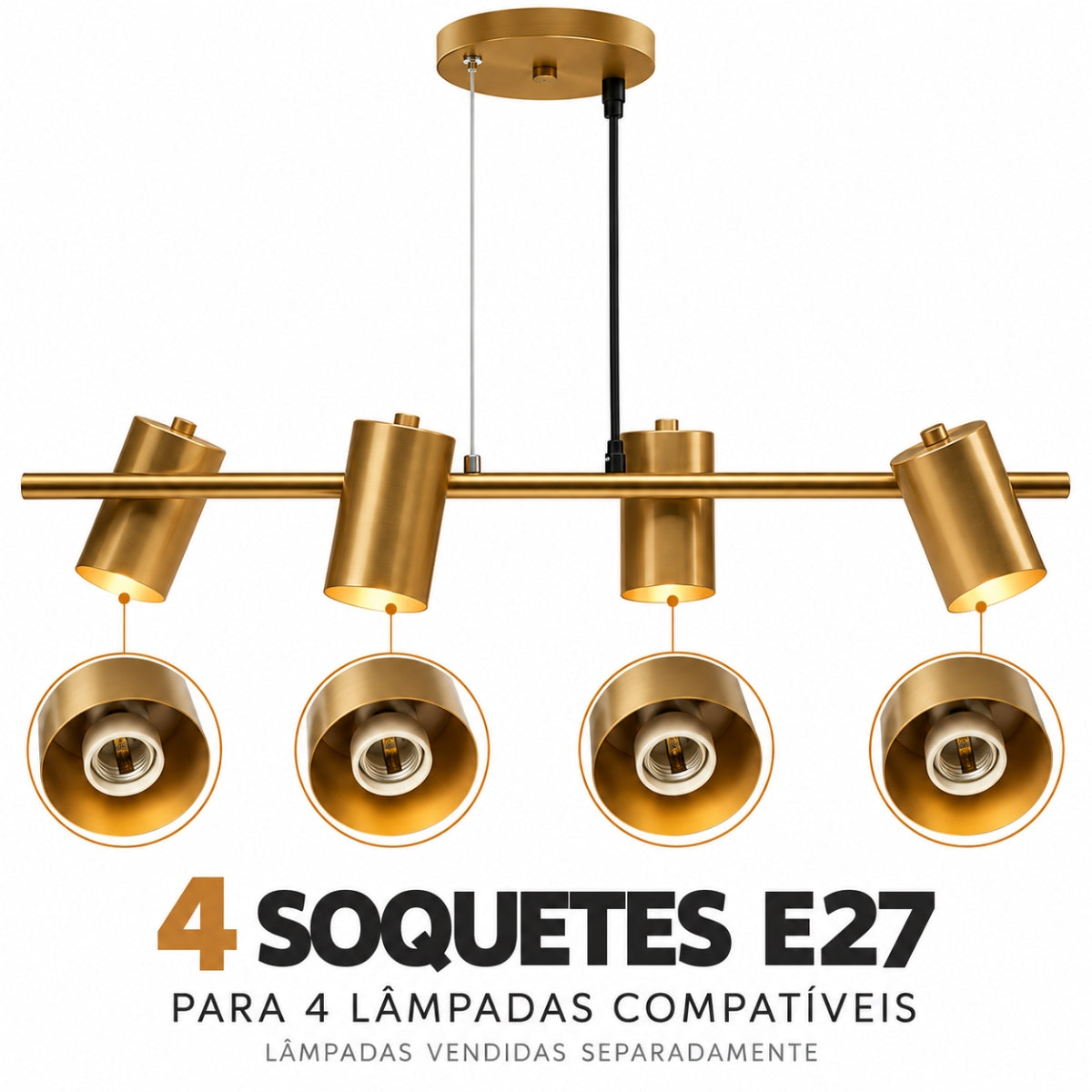 Pendente Foccus 4xE27 Ouro Taschibra