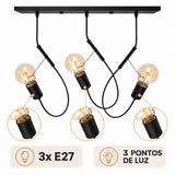 Pendente Bungee 3xE27 Preto Fosco Taschibra