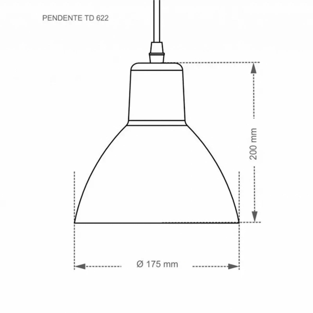 Luminária Pendente TD 622 E27 Preto Taschibra