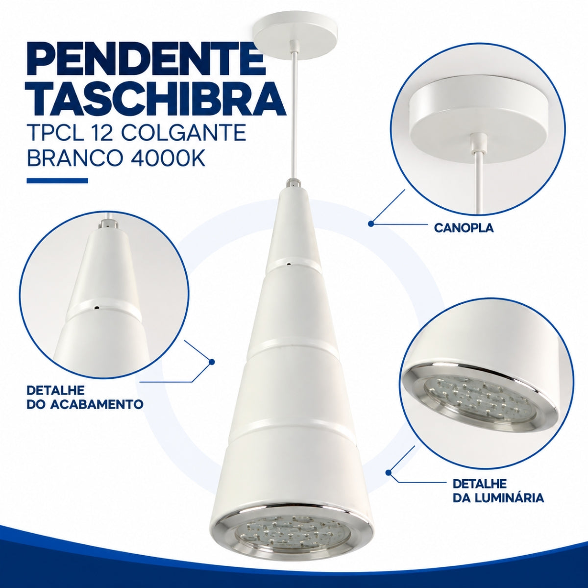 Pendente 4000k Tpcl 12 Colgante Branco Taschibra