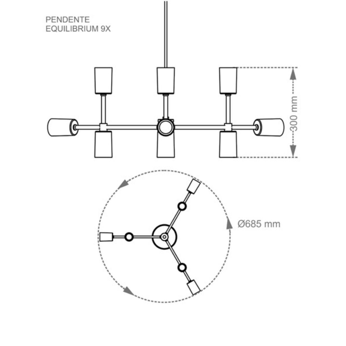 Pendente Equilibrium 9xe27 Preta Taschibra